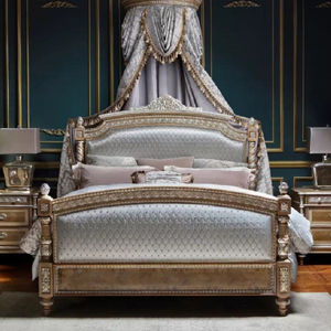 福溢双人床皇家宫廷实木大床法式欧式雕花双人床软包婚床别墅家具