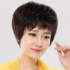 真发假发头套女士短发透气寸头中老年真人发毛寸平头蓬松逼真