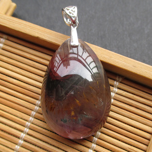 天然巴西极光23紫钛紫发紫晶包裹多种矿物质包裹体水晶吊坠矿标