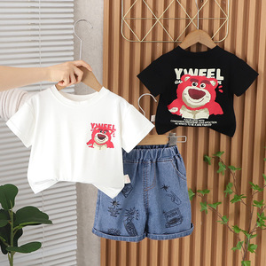 婴儿纯棉衣服短袖套装男女童夏装薄款短裤宝宝分体韩版卡通两件套