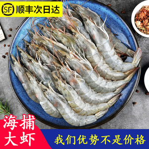 宁波白对虾基围虾大虾明虾野生海虾鲜活冷冻超大特肥海鲜水产冻虾