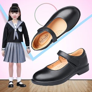女童皮鞋黑色真皮软底公主鞋英伦风学生演出鞋儿童小女孩春秋单鞋