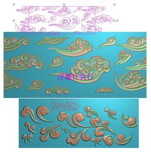 祥云石雕云朵云彩云纹石雕栏板围板花板数控精雕图浮雕灰度雕刻图