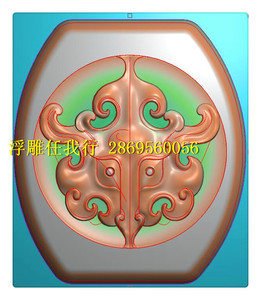 玉雕仿古兽面挂件兽牌兽头牌子兽面头数控精雕图浮雕灰度电脑雕刻