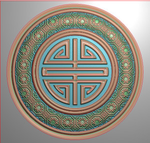 圆形福寿洋花寿材挡板前挡寿字精雕图浮雕木工电脑图中式门花贴花