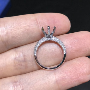 18k金六爪豪华满镶钻石戒指女戒婚钻戒定制 戒托空托改款换款镶嵌