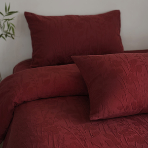【富山草莓】新中式复古红色大提花床上四件套纯棉全棉床单被套