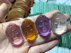 彩色水晶释迦摩尼佛头吊坠 如来佛挂件坠小狐狸项坠 男女款饰品