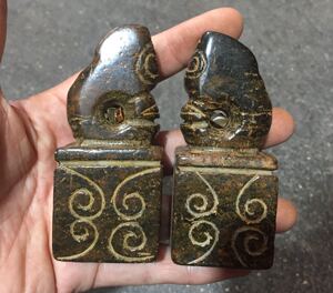 仿古做旧 红山文化文玩玉器古董古玩收藏古玉老玉印章摆件 猪龙