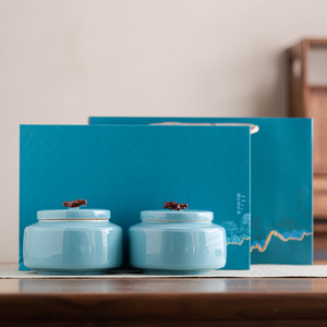 文创陶瓷茶叶罐密封罐高档中式存储防潮家用便携空包装盒子定制