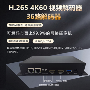 4K60解码器网络摄像机解码h.265 hdmi 视频36路解码器SRT