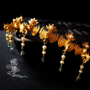 【琉璎芷】传统匠工首饰汉服头饰古风中国风花钿小凤凰【银镀金】