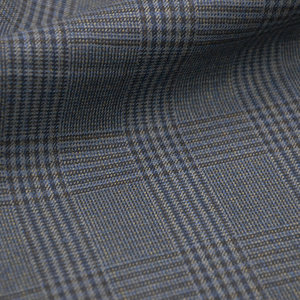 现货精纺全毛料270克蓝灰混色威尔士格子西装布料春秋款羊毛面料