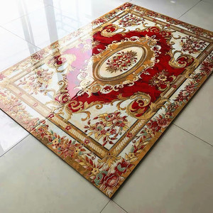 拼花瓷砖1.6x2.4欧式客厅入户地板餐厅过道微晶石镀金图案地毯花