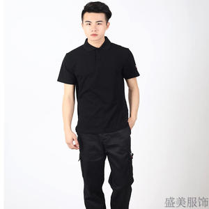 促销新款绣花一汽奥迪4s店售后男士黑色短袖t恤维修工作服polo衫