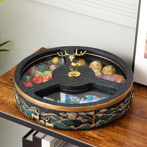 新中式干果盒分格带盖欧式糖果盒客厅干果盘坚果盒瓜子盘零食盘子
