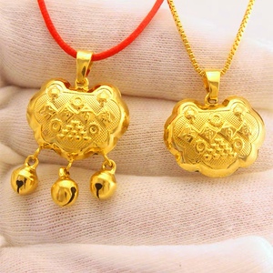 50tb0915302129淘宝老凤祥和越南沙金项链锁吊坠宝宝锁儿童满月新生