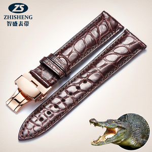 智盛鳄鱼皮表带适用于昆仑真力时卡地亚帕玛强尼手表真皮表带男女