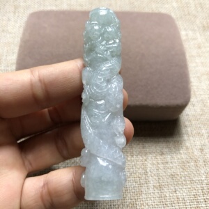 缅甸玉石a货翡翠玉雕文玩老坑料冰糯种盘龙龙柱挂件把玩件捡漏价