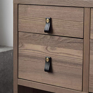 oroliving新品北欧极简皮拉手衣柜橱柜抽屉门把手植鞣革黄铜拉手