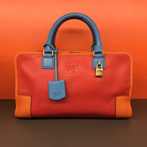 正品二手Loewe罗意威经典款红蓝拼色amazona女包手提包单肩旅行包