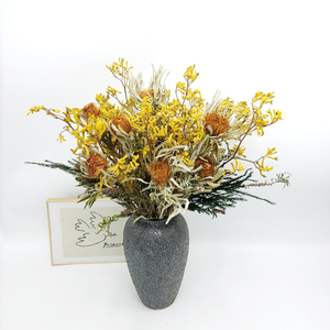 进口天然真花永生袋鼠爪山茂坚轻奢复古干花插花客厅花艺装饰摆件