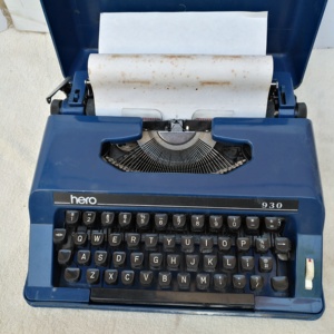 老上海文革古董稀少蓝色英雄牌老式打字机英文机械老打字机