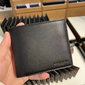 国内现货 coach/蔻驰 男士对折钱包 纯色浮雕 可拆式卡夹商务休闲