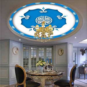 蒙古风格顶棚壁纸蒙古包顶子吊顶壁画定制民族特色图案壁纸背景墙