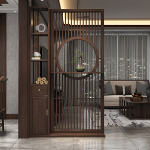 屏风隔断柜客厅玄关门厅艺术现代新中式隔断墙办公室实木原木禅意