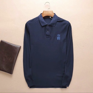 kent&curwen/肯迪文纯棉质纯色休闲长袖polo衫男