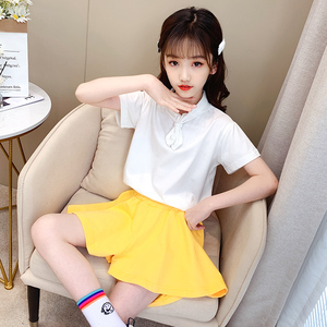 女童短袖套装夏装2022新款儿童韩版洋气女孩小学生短裤裙两件套潮