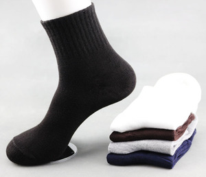 春夏季男士商务中筒袜黑白纯色长袜工作干活腈纶劳保袜子厂家批發