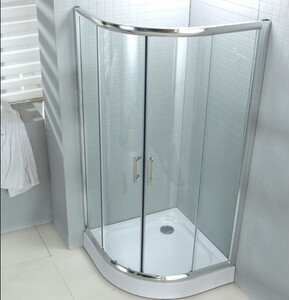 简易淋浴房带底座底盆卫生间防水钢化玻璃弧扇形干湿分离移门隔断