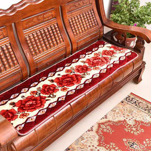 防滑实木沙发垫加厚红木老式木头坐垫春秋长椅三人四人位长条垫子