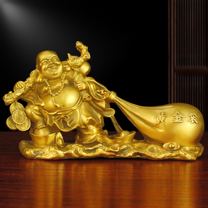 弥勒佛大肚佛像笑佛黄金袋布袋佛摆件菩萨家用客厅供奉礼佛用品