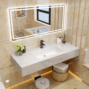 岩板无缝一体盆浴室柜组合现代简约卫生间洗漱台洗手盆水池洗脸盆