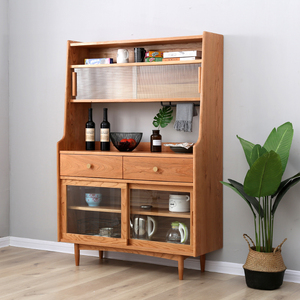 北欧实木餐边柜樱桃木黑胡桃木碗柜多乐立柜现代简约茶水柜储物柜