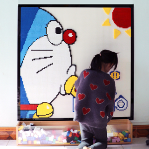 小颗粒兼容乐高积木墙进户画积木画像素画马赛克墙面装饰叮当猫