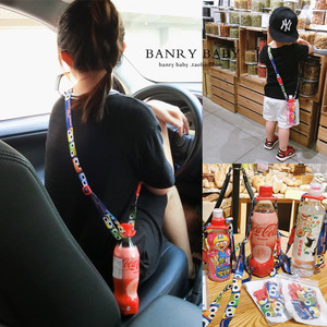 日本环球影城芝麻街饮料瓶便携背带儿童水瓶扣旅游卡通斜挎带大人