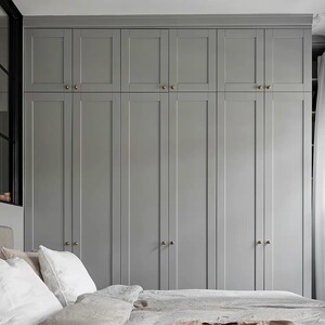 整体实木衣柜定制北欧式白灰色艺术衣橱走入式衣柜衣帽间设计定做