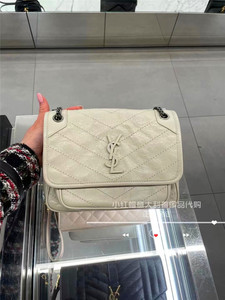 意大利代购ysl圣罗兰18新款niki菱格翻盖油蜡牛皮斜挎邮差包女