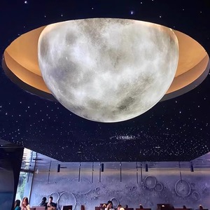 半圆月球灯创意餐厅展厅酒店吸顶灯发光星灯球吸附吊挂半球装饰灯