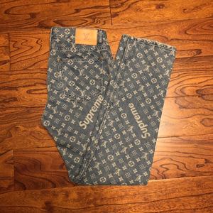 louis vuitton supreme lv jeans 联名 老花 牛仔裤 30 绝迹单品