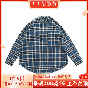 fear of god fog第六季主线条纹格子高街宽松亨利长袖衬衫外套男
