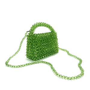 新款可爱零钱水晶包女小清新手工串珠小方包仙女风手机单肩斜挎包