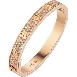 卡地亚满钻宽版黑钉满天星手镯18k金镶嵌白黄两色可选奢华女神款