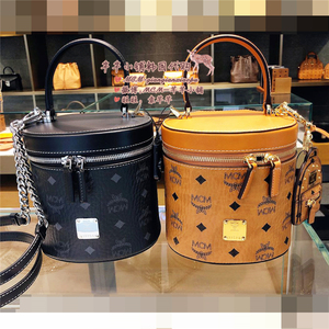 【韩国代购】正品mcm圆柱形斜挎包圆筒包水桶包饭桶包小号~直邮