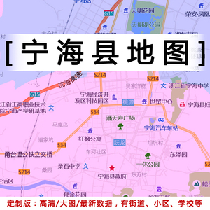 宁海县地图贴图2021办公室挂图装饰定制浙江宁波市行政交通地形图