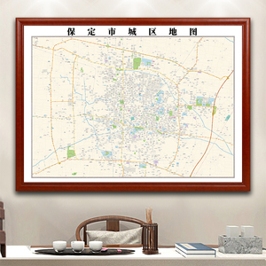 保定市地图挂图市区交通地形带框城区街道电子办公室2022超大定制